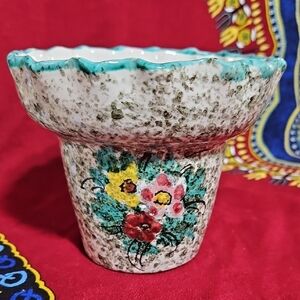 Fratelli Fanciullacci Italian Handmade Floral Speckled Ceramic Vase/Flower Pot